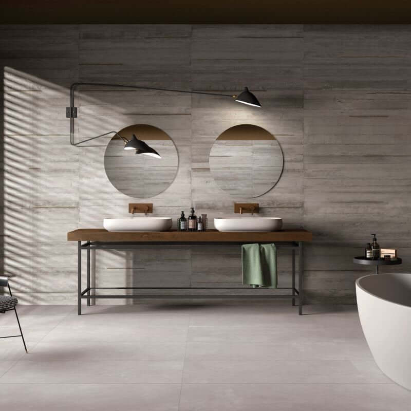 Gres Porcellanato Effetto Cemento Rettificato Naturale 60x60 8.5mm Base Ash Lab325 - ABK