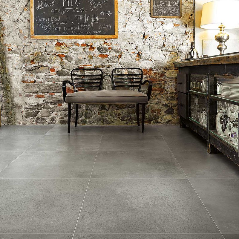 Gres Porcellanato Effetto Cemento Rettificato Naturale 60x60 9mm Graphite Maps - Florim