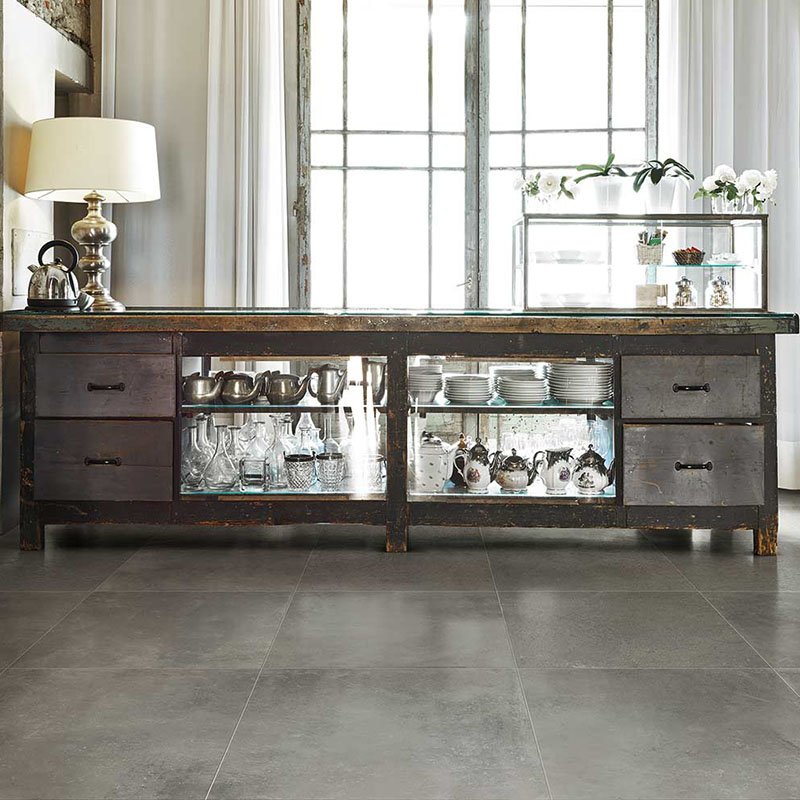 Gres Porcellanato Effetto Cemento Rettificato Naturale 60x60 9mm Graphite Maps - Florim