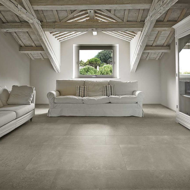 Gres Porcellanato Effetto Cemento Rettificato Naturale 80x80 9mm Beige Maps - Florim