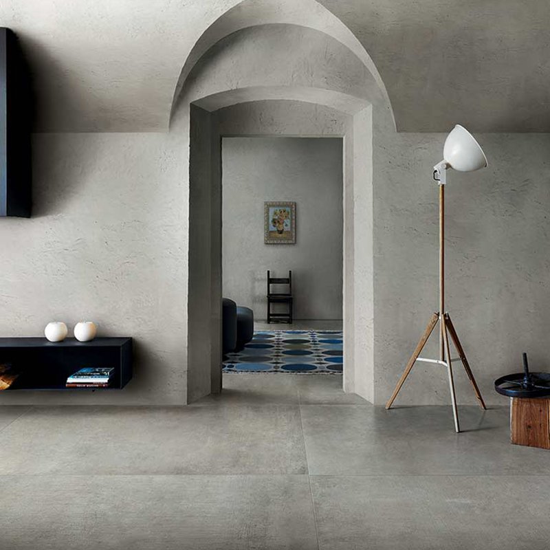 Cement Effect Porcelain Stoneware Rectified Natural 80x80 9mm Gris Matieres De Rex - Florim