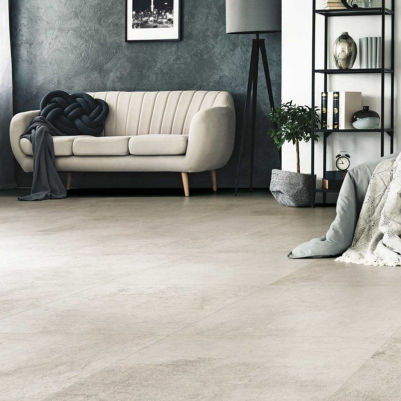 Cement Effect Porcelain Stoneware Rectified Natural 80x80 9mm White Artifact - Florim