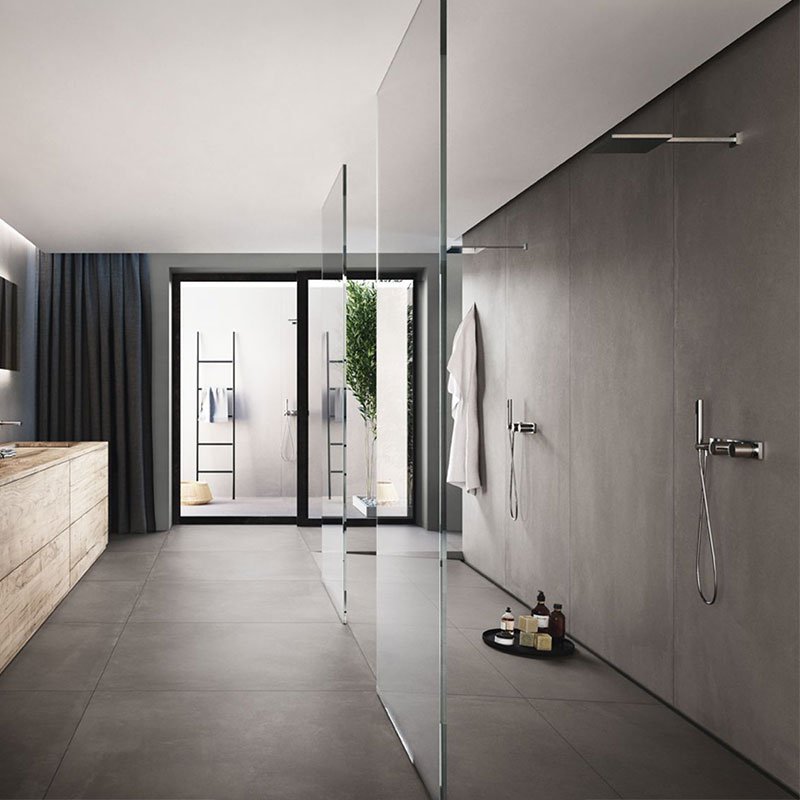 Gres Porcellanato Effetto Cemento Rettificato Naturale 90x90 20mm Grigio scuro Azuma - Imola Ceramica