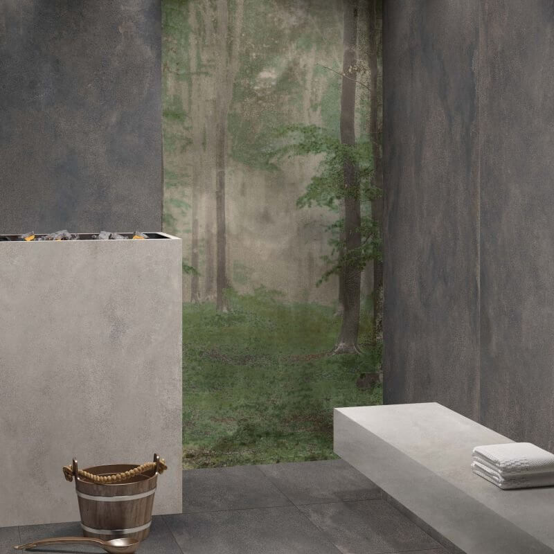 Gres Porcellanato Effetto Cemento Rettificato Naturale 90x90 8.5mm Iron Blend - ABK