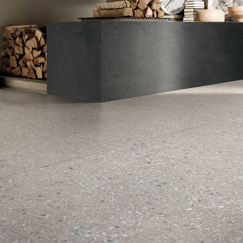 Gres Porcellanato Effetto Graniglia Rettificato Lucido 60x120 6mm Earl grey Mix Match up - Florim