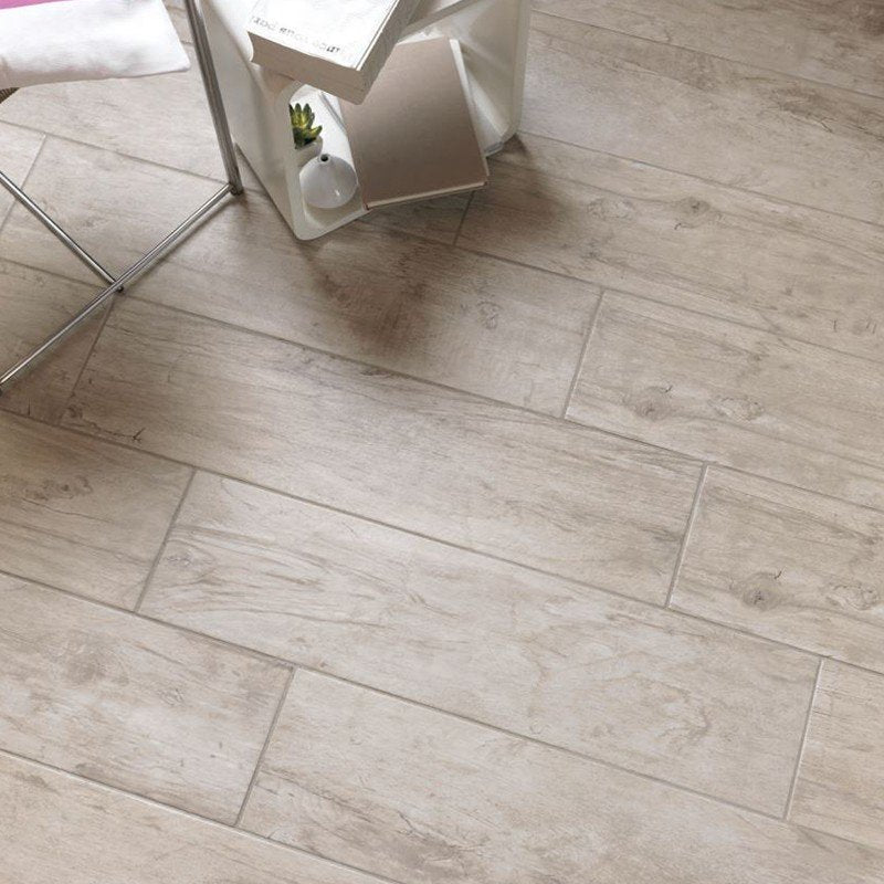 Gres Porcellanato Effetto Legno Naturale 20x120 Bianco Tikal - Abitare