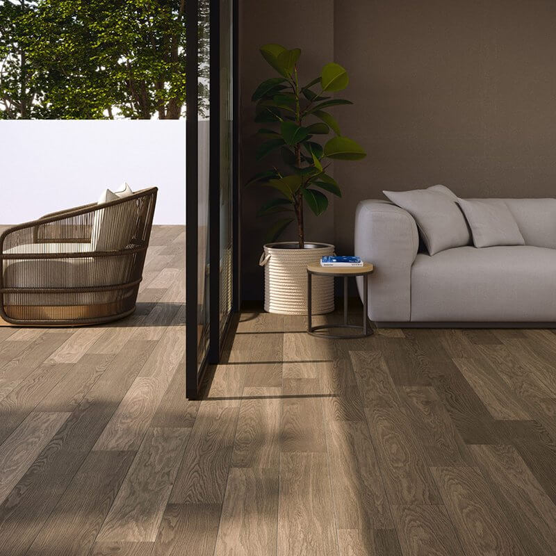 Wood Effect Porcelain Stoneware Non-Rectified Natural 20x90 9.5mm Dark Oak - Herberia