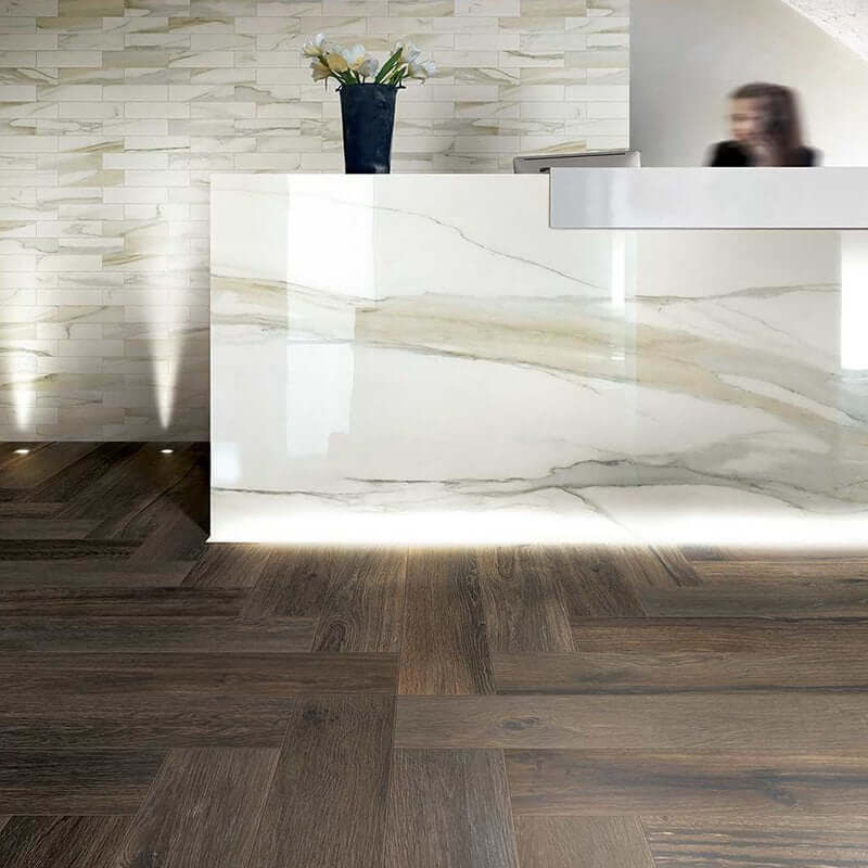 Gres Porcellanato Effetto Legno Rettificato Grip 20x120 9mm Choco Planches De Rex - Florim