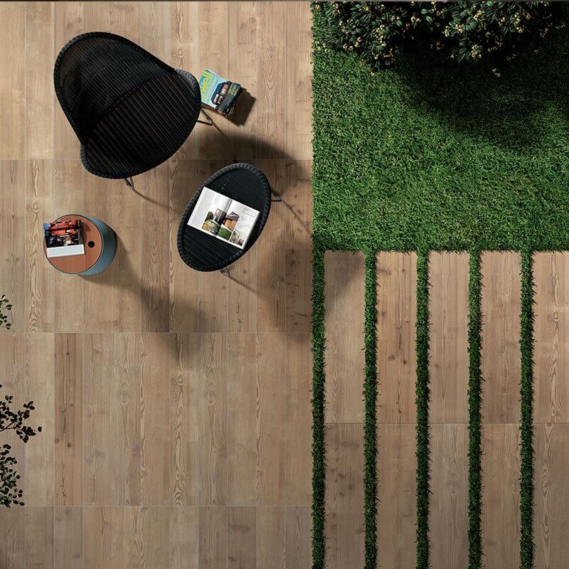 Gres Porcellanato Effetto Legno Rettificato Grip 30x120 20mm Miele Just Mix - Gardenia Orchidea