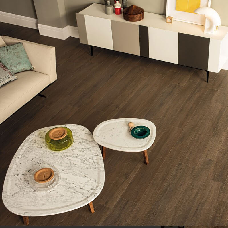 Gres Porcellanato Effetto Legno Rettificato Naturale 20x120 8.5mm Noce Scuro Just Nature - Gardenia Orchidea