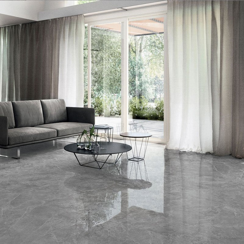 Gres Porcellanato Effetto Marmo Lucido 120x120 Grigio Savoia The Mar - Ceramica Sant'Agostino