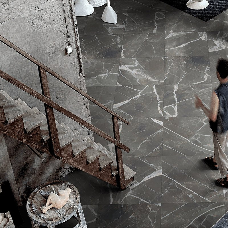 Gres Porcellanato Effetto Marmo Lucido 80x80 Calacatta Black Stones - Florim