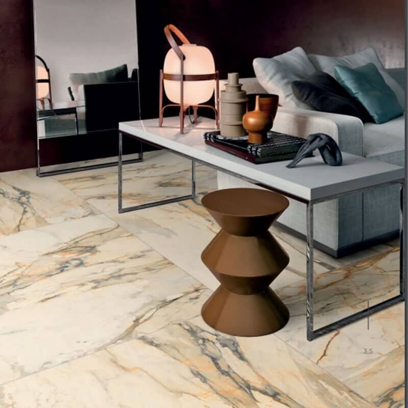 Gres Porcellanato Effetto Marmo Rettificato Lucido 120x120 6mm Antique Brown La Marmoteca - Gardenia Orchidea