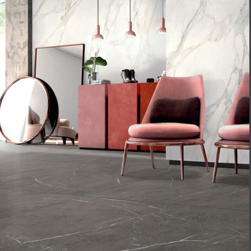 Gres Porcellanato Effetto Marmo Rettificato Lucido 120x120 6mm Grey Stone La Marmoteca - Gardenia Orchidea