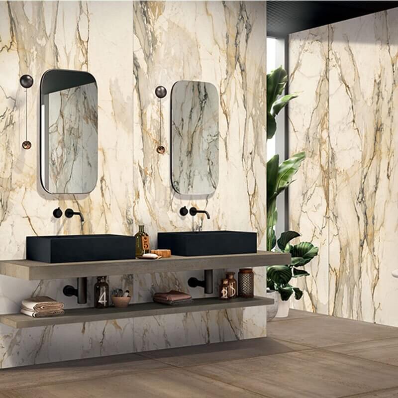 Gres Porcellanato Effetto Marmo Rettificato Lucido 40x120 6mm Antique Brown La Marmoteca - Gardenia Orchidea