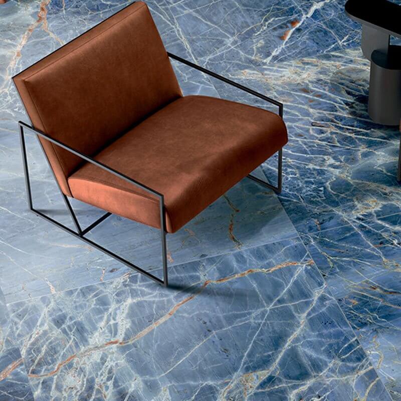 Gres Porcellanato Effetto Marmo Rettificato Lucido 60x120 6mm Blue Denim La Marmoteca - Gardenia Orchidea