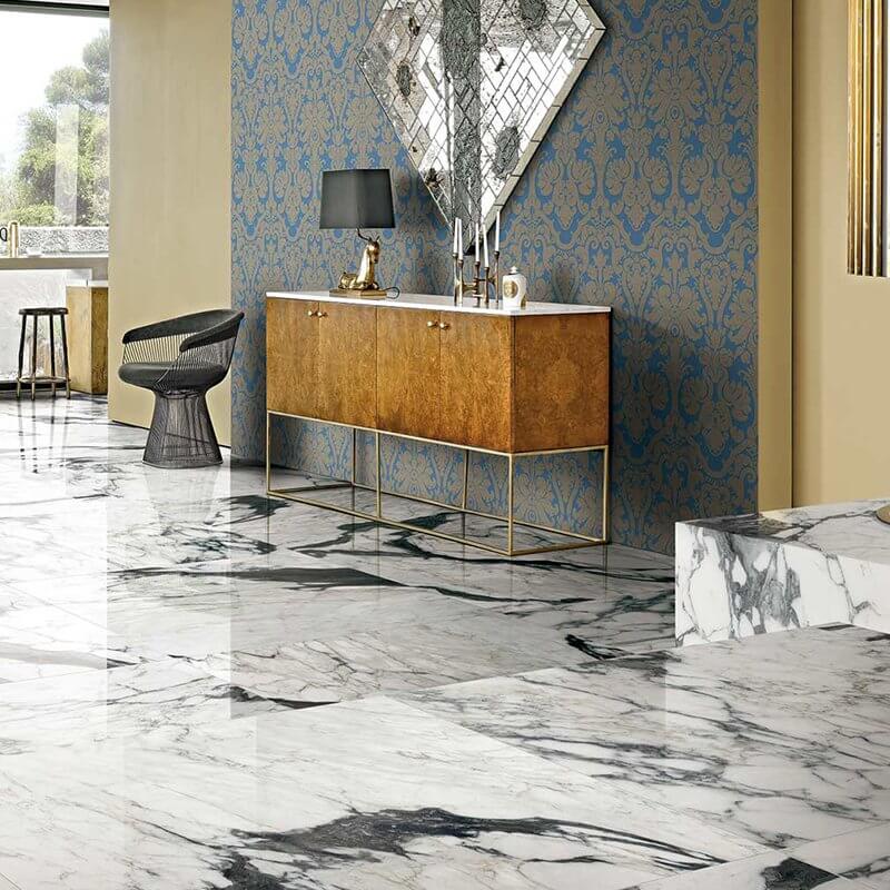 Gres Porcellanato Effetto Marmo Rettificato Lucido 60x120 6mm Calacatta Altissimo Les Bijoux - Florim