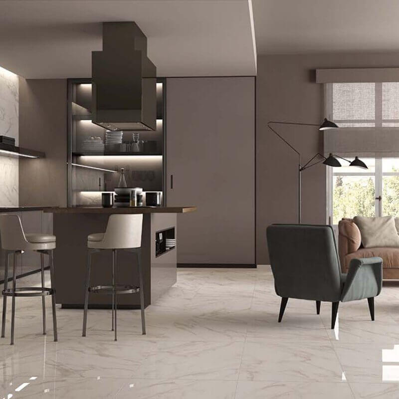 Gres Porcellanato Effetto Marmo Rettificato Lucido 60x120 8.5mm Calacatta Select Sensi - ABK