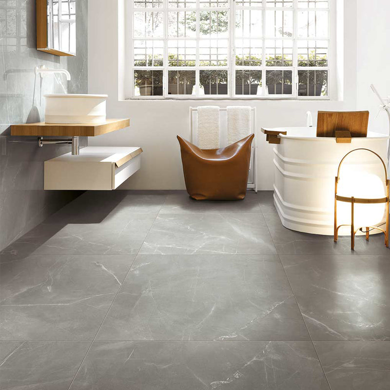 Gres Porcellanato Effetto Marmo Rettificato Lucido 60x120 9mm Amani Grey Timeless - Florim