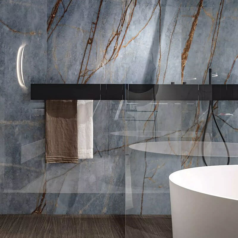 Gres Porcellanato Effetto Marmo Rettificato Lucido 60x120 9mm Azure Heritage - Florim