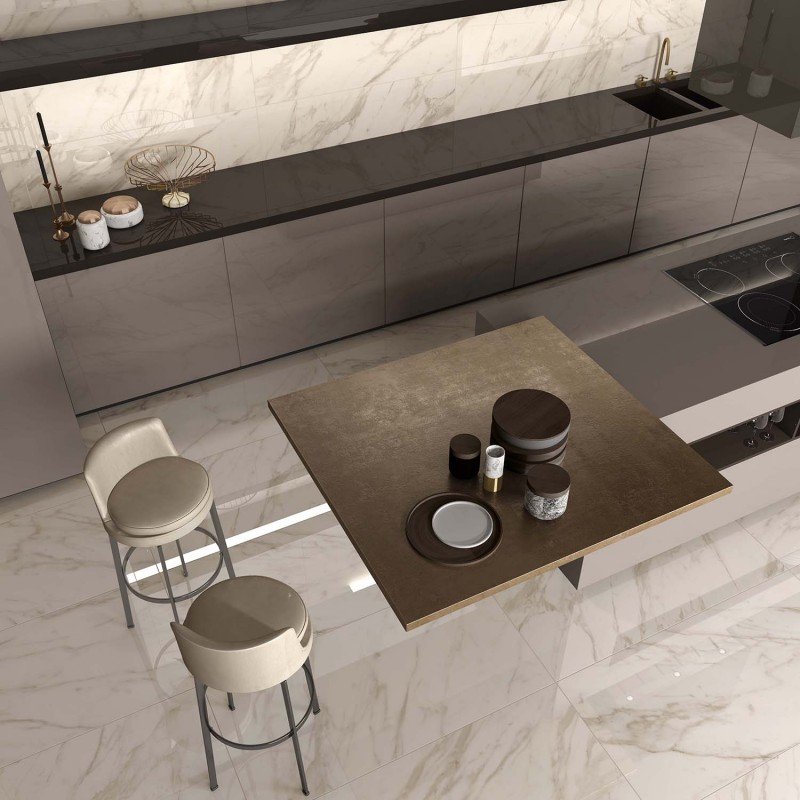 Gres Porcellanato Effetto Marmo Rettificato Lucido 60x60 8.5mm Calacatta Select Sensi - ABK