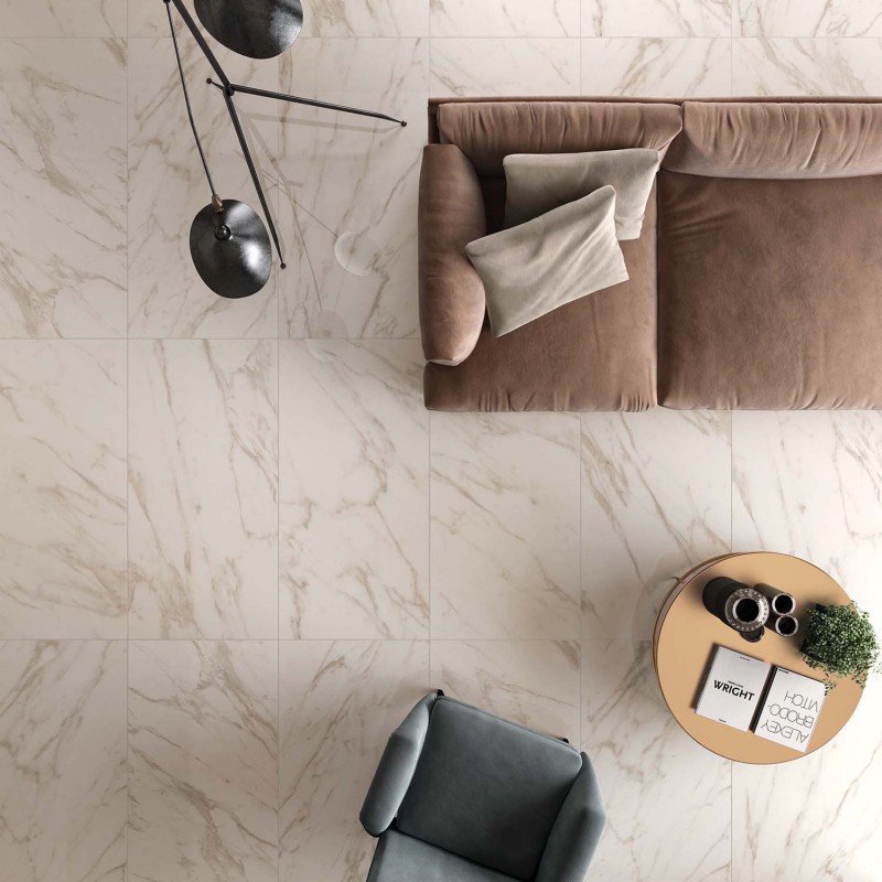 Gres Porcellanato Effetto Marmo Rettificato Lucido 60x60 8.5mm Calacatta Select Sensi - ABK