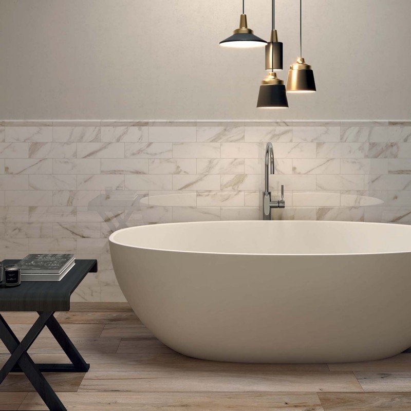 Gres Porcellanato Effetto Marmo Rettificato Lucido 60x60 8.5mm Calacatta Select Sensi - ABK