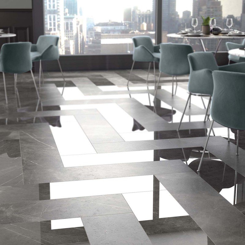 Gres Porcellanato Effetto Marmo Rettificato Lucido 60x60 8.5mm Pietra Grey Sensi - ABK