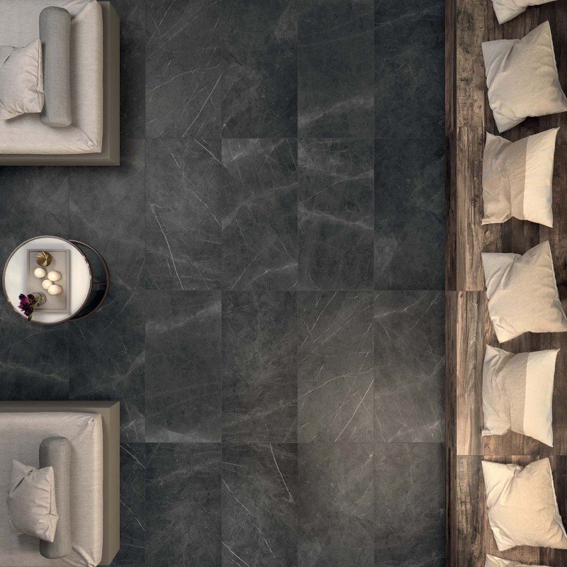 Gres Porcellanato Effetto Marmo Rettificato Lucido 60x60 8.5mm Pietra Grey Sensi - ABK