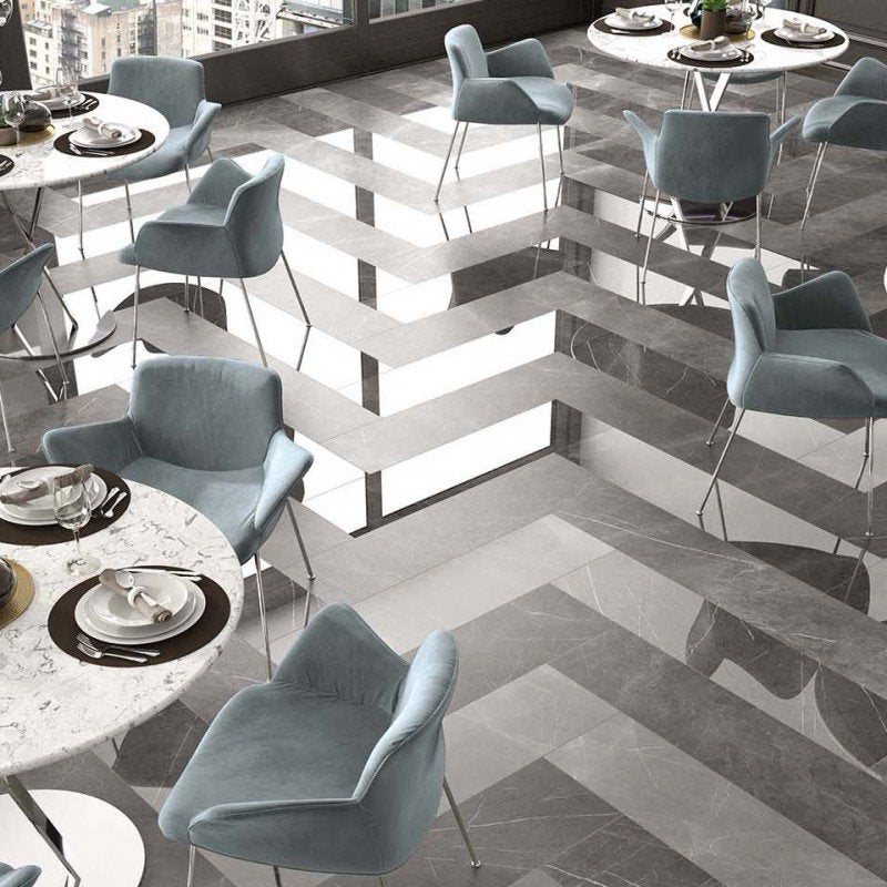 Gres Porcellanato Effetto Marmo Rettificato Lucido 60x60 8.5mm Pietra Grey Sensi - ABK