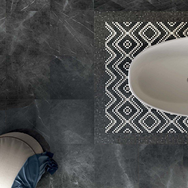 Gres Porcellanato Effetto Marmo Rettificato Lucido 60x60 8.5mm Pietra Grey Sensi - ABK