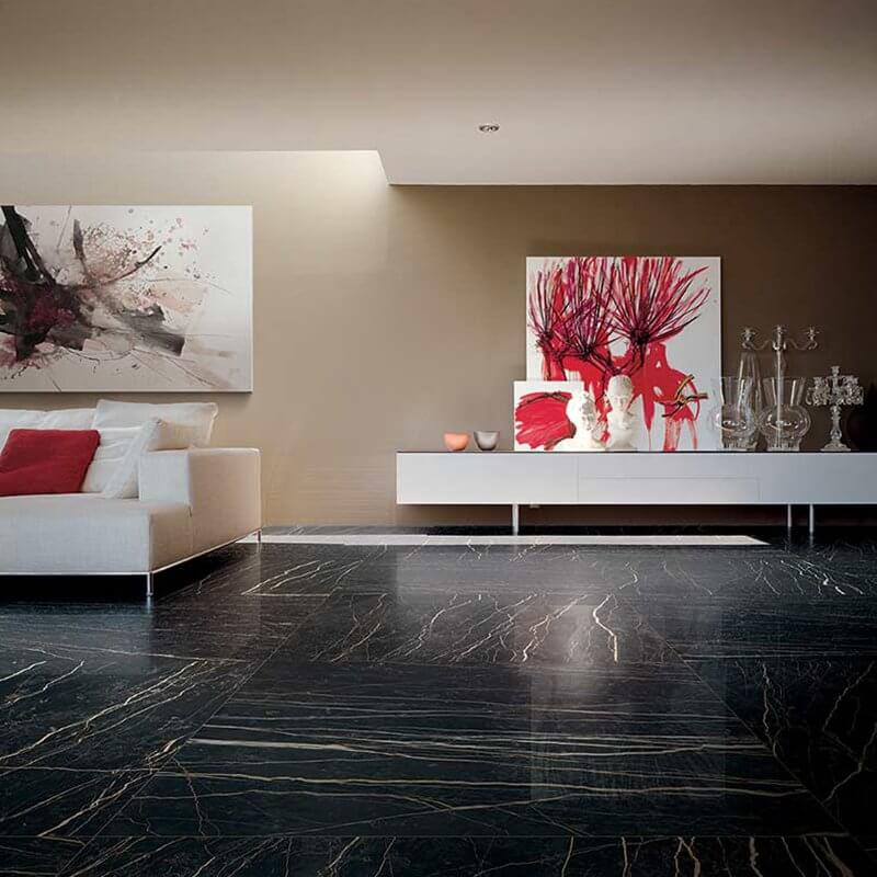 Gres Porcellanato Effetto Marmo Rettificato Lucido 80x80 6mm Thunder Night Prexious - Florim