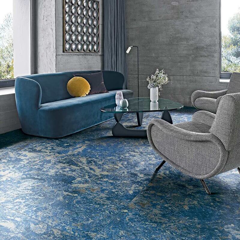 Gres Porcellanato Effetto Marmo Rettificato Naturale 120x120 6mm Sodalite Bleu Les Bijoux - Florim