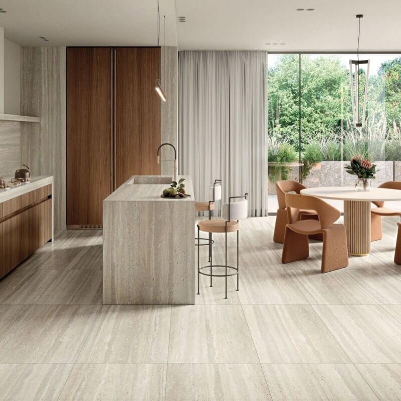 Gres Porcellanato Effetto Marmo Rettificato Naturale 20x120 8.5mm Crema Dorica - Ariana