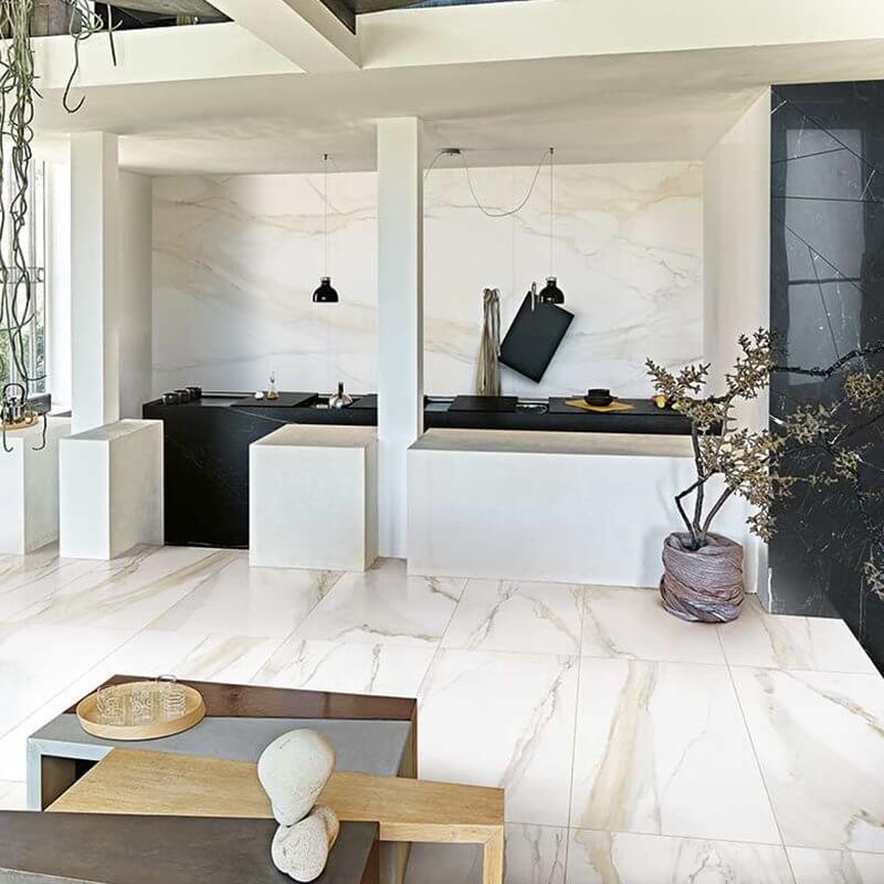 Gres Porcellanato Effetto Marmo Rettificato Naturale 80x80 6mm Calacatta Gold I classici - Florim
