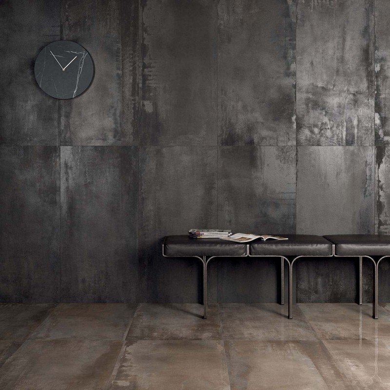 Gres Porcellanato Effetto Metallo Rettificato Lappato 30x120 8.5mm Dark Interno 9 - ABK