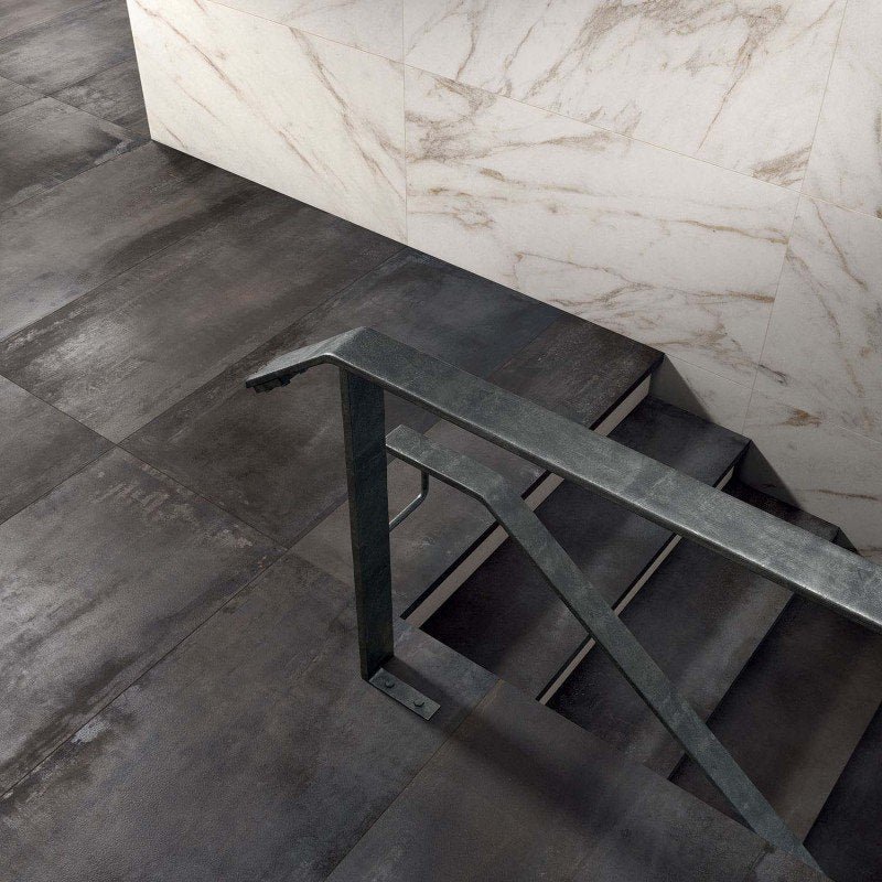 Gres Porcellanato Effetto Metallo Rettificato Lappato 30x120 8.5mm Dark Interno 9 - ABK