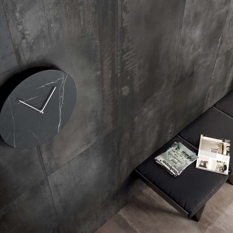 Gres Porcellanato Effetto Metallo Rettificato Naturale 80x80 8.5mm Wide Dark Interno 9 - ABK
