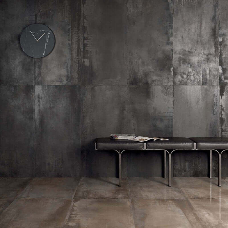 Gres Porcellanato Effetto Metallo Rettificato Naturale 80x80 8.5mm Wide Dark Interno 9 - ABK