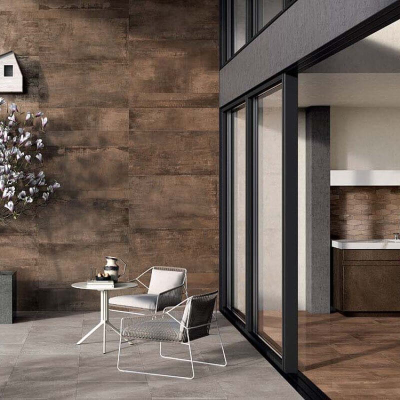 Gres Porcellanato Effetto Metallo Rettificato Naturale 80x80 8.5mm Wide Rust Interno 9 - ABK