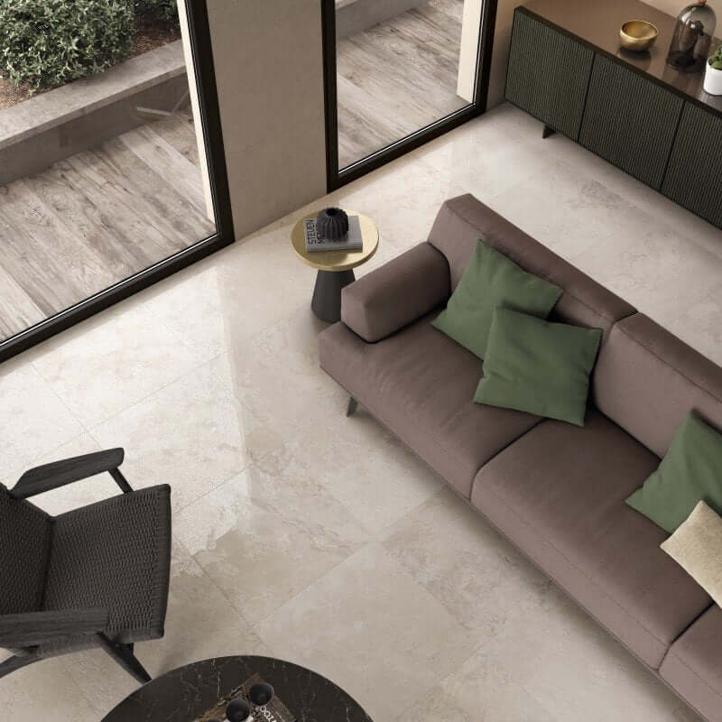 Gres Porcellanato Effetto Pietra Rettificato Lappato 30x60 8.5mm Ivory Mix 2 Alpes Raw - ABK