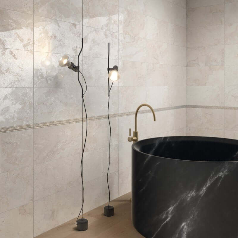 Gres Porcellanato Effetto Pietra Rettificato Lappato 30x60 8.5mm Ivory Mix 2 Alpes Raw - ABK