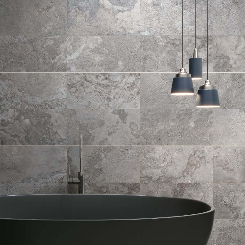 Gres Porcellanato Effetto Pietra Rettificato Lappato 30x60 8.5mm Lead Mix 2 Alpes Raw - ABK