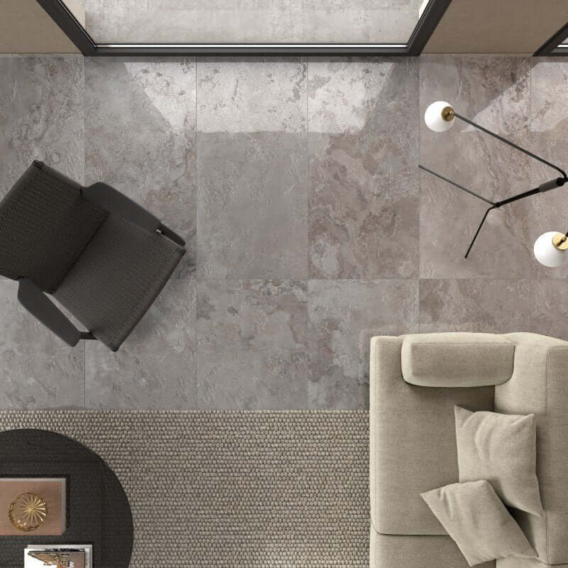 Gres Porcellanato Effetto Pietra Rettificato Lappato 30x60 8.5mm Lead Mix 2 Alpes Raw - ABK