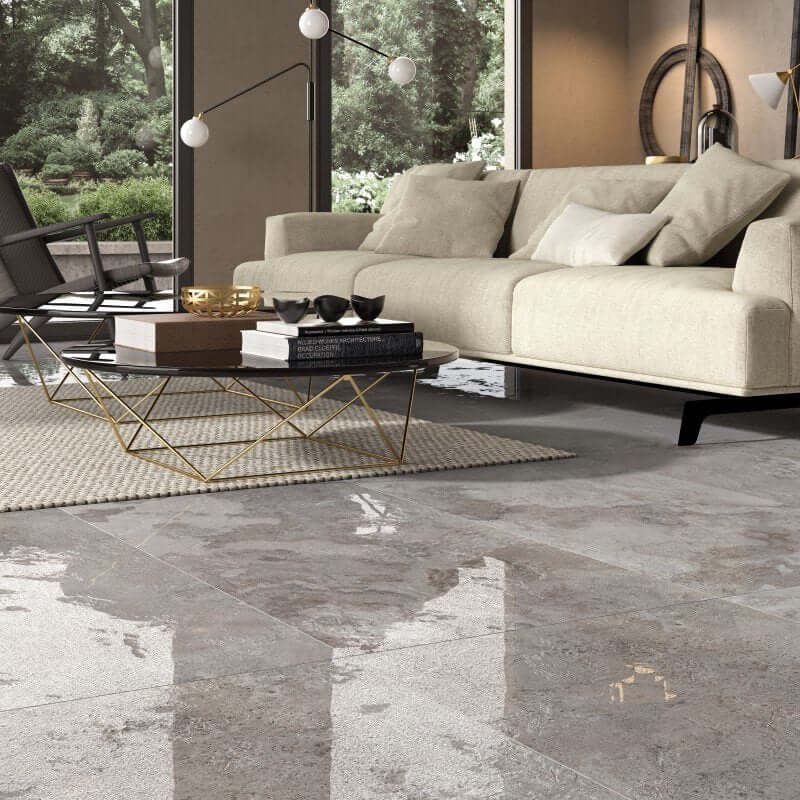 Gres Porcellanato Effetto Pietra Rettificato Lappato 30x60 8.5mm Lead Mix 2 Alpes Raw - ABK