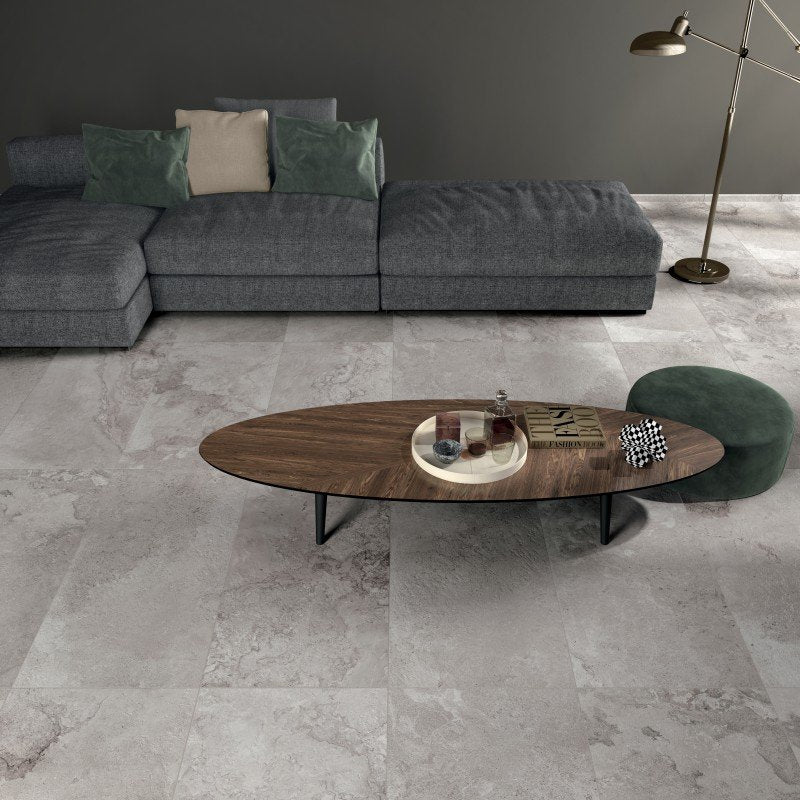 Stone Effect Porcelain Stoneware Rectified Lapped 60x120 8.5mm Grey Alpes Raw - ABK
