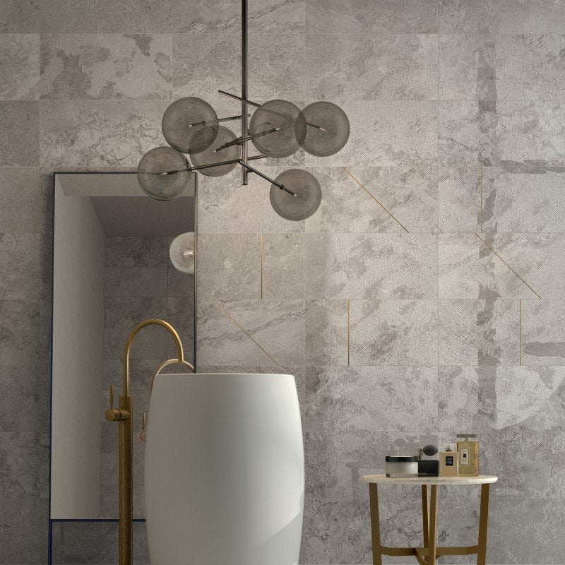 Stone Effect Porcelain Stoneware Rectified Lapped 60x120 8.5mm Grey Alpes Raw - ABK
