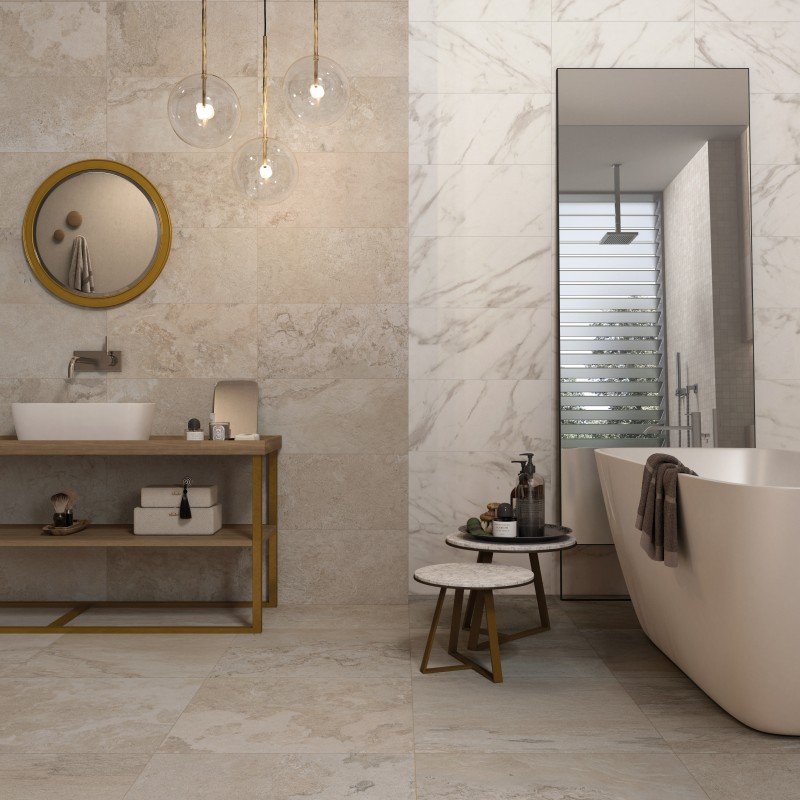 Stone Effect Porcelain Stoneware Rectified Lapped 60x120 8.5mm Sand Alpes Raw - ABK