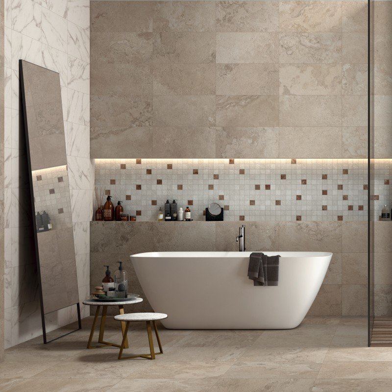 Stone Effect Porcelain Stoneware Rectified Lapped 60x120 8.5mm Sand Alpes Raw - ABK