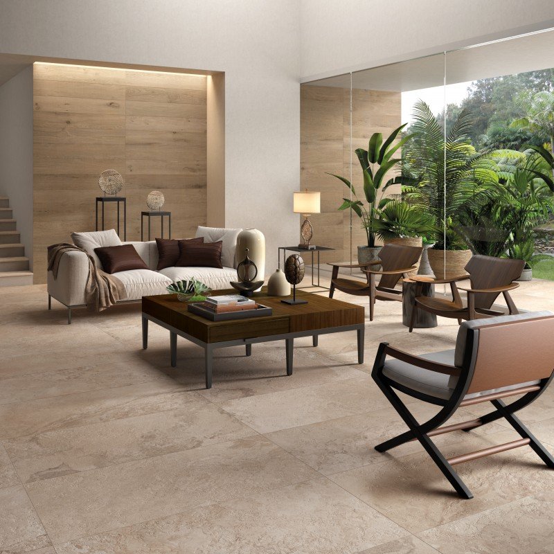 Stone Effect Porcelain Stoneware Rectified Lapped 60x120 8.5mm Sand Alpes Raw - ABK
